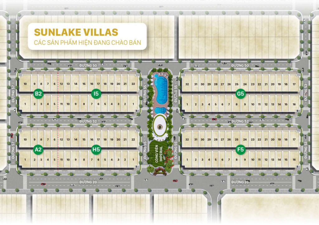 Mặt bằng phân lô Cụm biệt thự phố Sunlake Villas - Vạn Phúc City